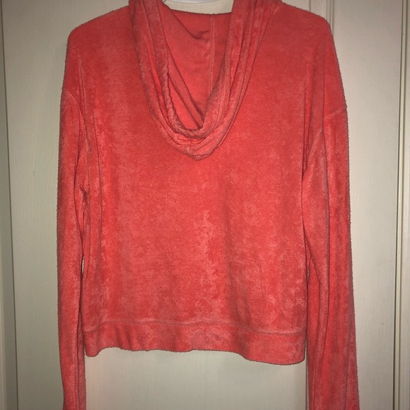 Coral Terry Cloth Hollister Hoodie - Picture 4 of 4